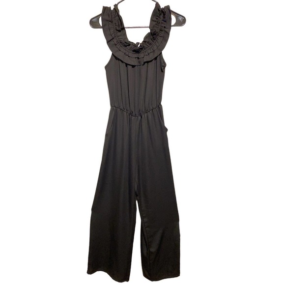 Tyche Black Wide Leg Women's Jumpsuit Pockets Size‎ Small - Picture 1 of 5
